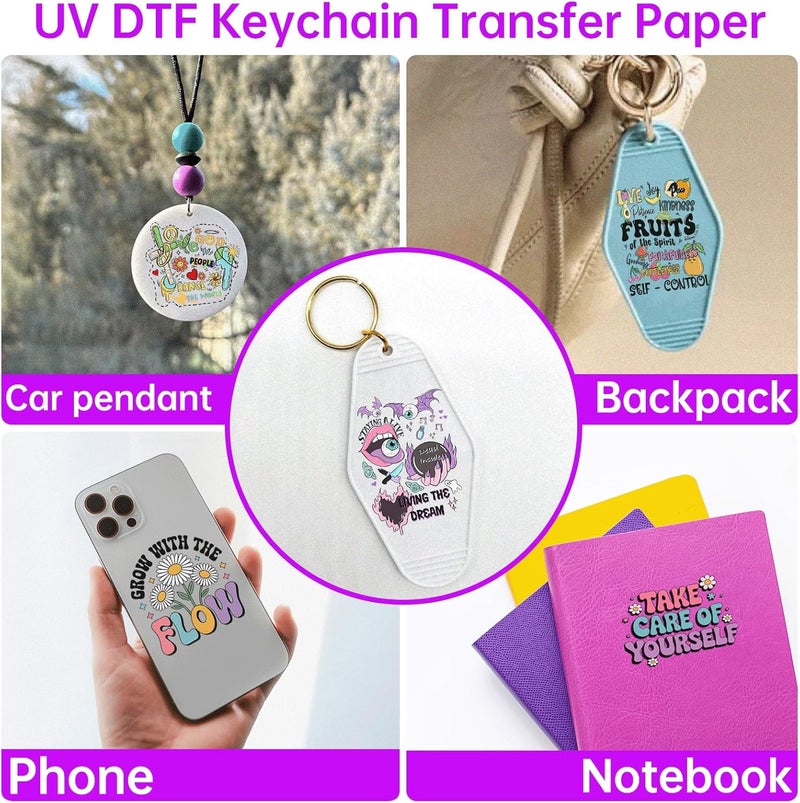 CHNVICK 48PCS UV DTF Keychain Transfer, Positive Quotes UV DTF wrap with Bright Colors and Beautiful Design for Keychain, Laptop, Greeting Card Decoration - Image 5